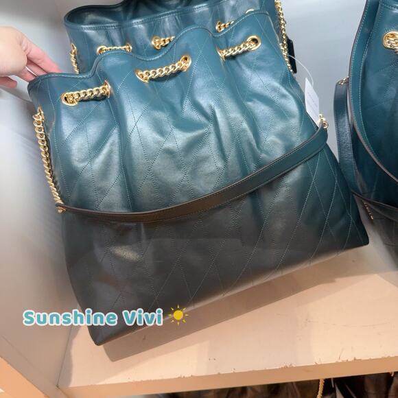 NWT Coach Evelyn Large Shoulder Bag With Quilting CCZ81 Leather IM/DARK TEAL - Picture 6 of 7